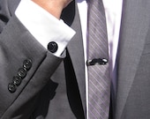 Mustache stache Tie Clip and black Top Hat silver-plated cuff links set Wedding Valentines Day