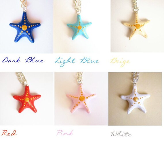Starfish necklace, wish necklace, Good luck charm, Choose your good luck color