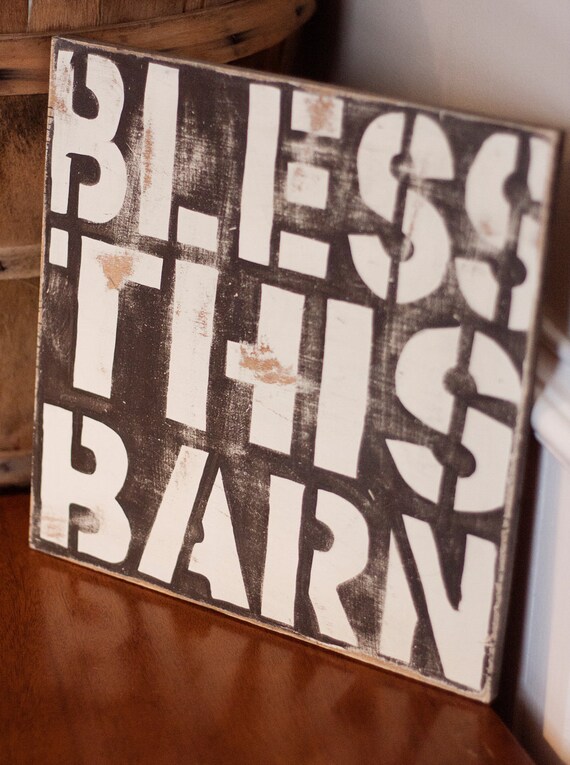 Bless This Barn Sign - Hand Painted Wooden Rustic Wall Art