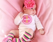 Baby Girl Monthly Onesie Stickers in Colorful Scallops...Favorite Baby Shower Gift...Photo Prop...Fast Shipping