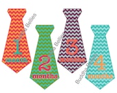 Tie Onesie Stickers for Baby Boys in Spring Chevron...Favorite Baby Shower Gift...Photo Prop...Fast Shipping