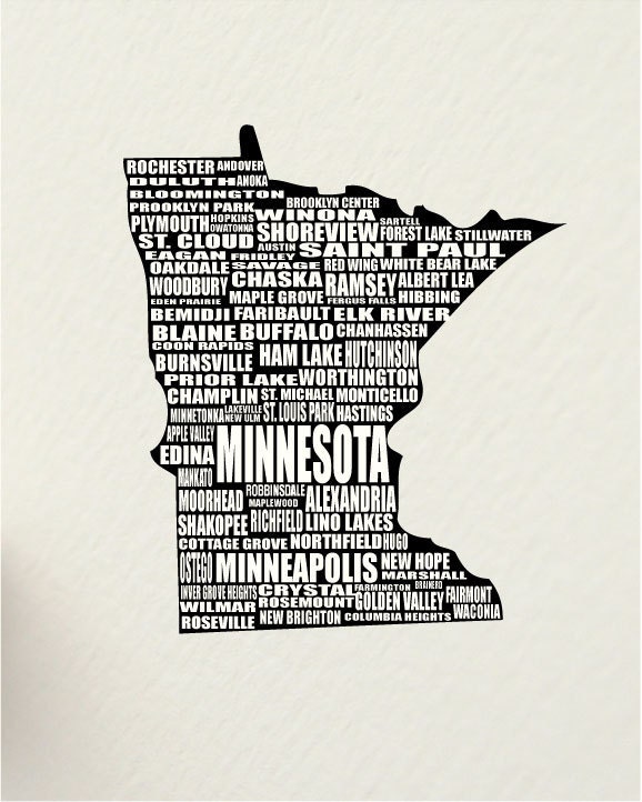 a word about MINNESOTA, SALE  St. Paul USA 11 x 14 digital print design art - custom