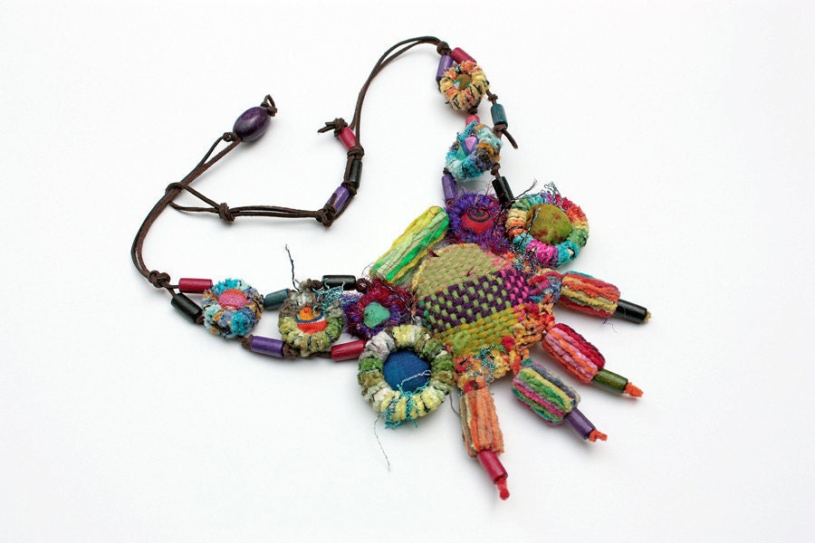 Handmade bib statement colorful necklace OOAK