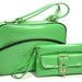 Lime Green Patent Purse Handbag Clutch Wallet Set Mod Neon 1960's