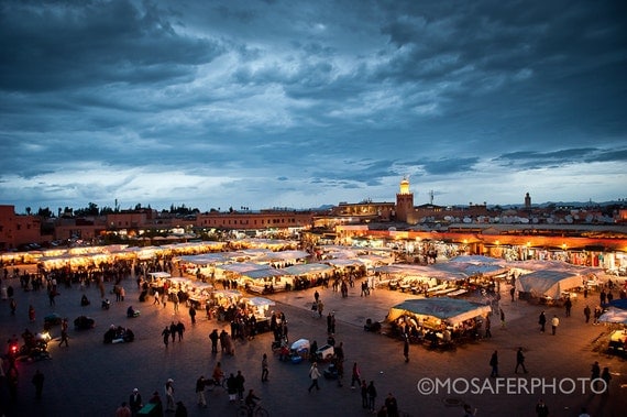 Fine Art Print 12x18 20x30 Photography Djemaa El Fna square Marrakech Morocco Travel wall decor