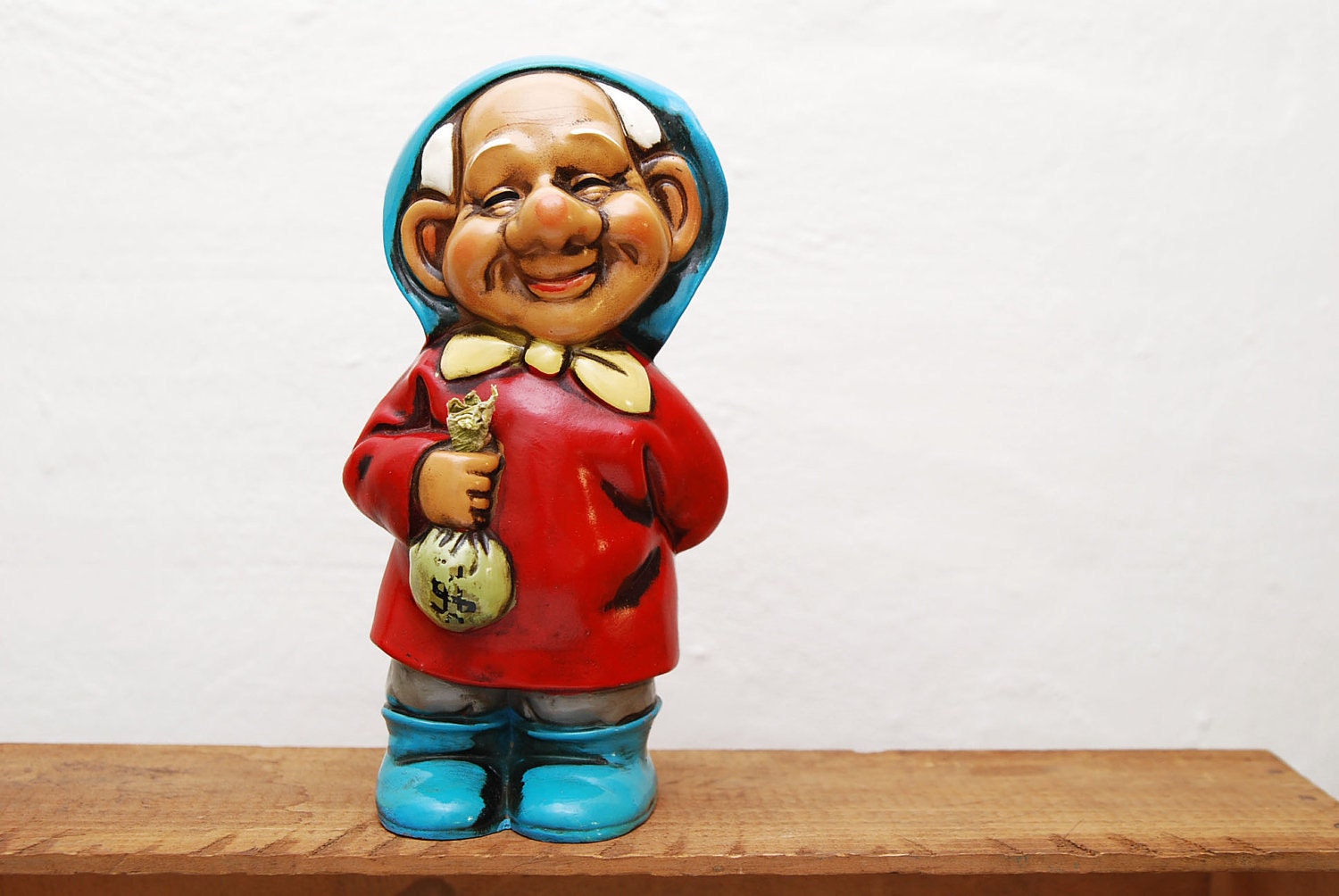 Old Man Gnome Bank or Figurine with Money Bag