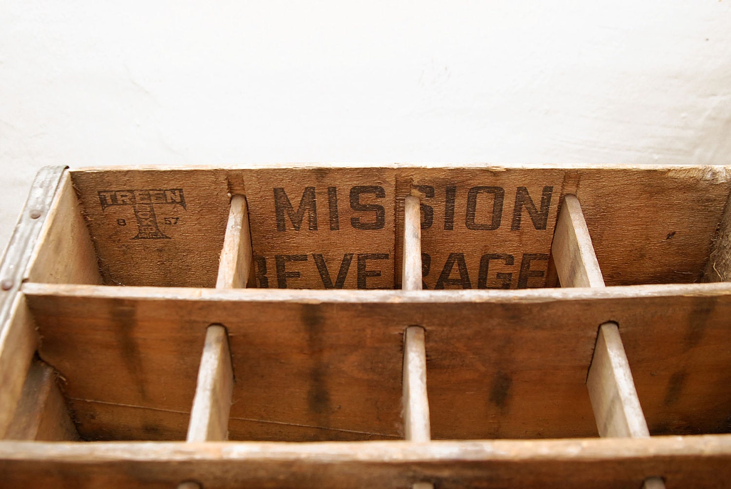Rare Mission Beverages Soda Crate with Inserts, by Treen Box Co, 1957
