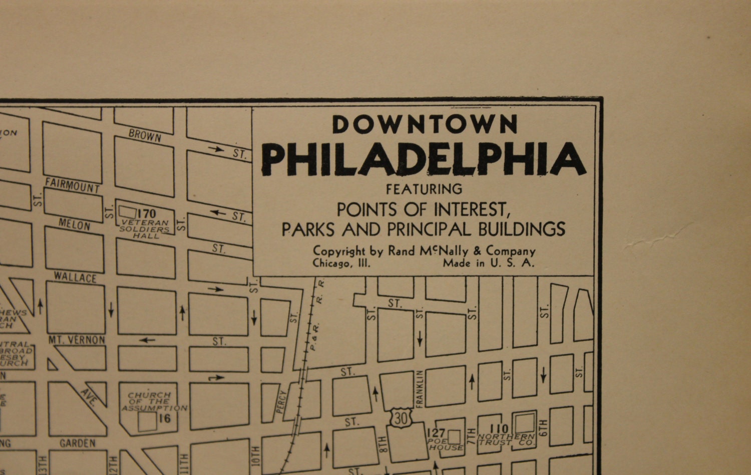 Vintage Map of Philadelphia Pennsylvania 1935 Original