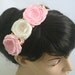HUGE SALE - Ivory and Pink Lollipop Flower Headband Shabby Chic Flower Hair Accessory Women Headband Wedding Flower Girl Headpiece