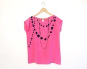 silk hand painted blouse.  INK BEADS on PINK.  made to order.