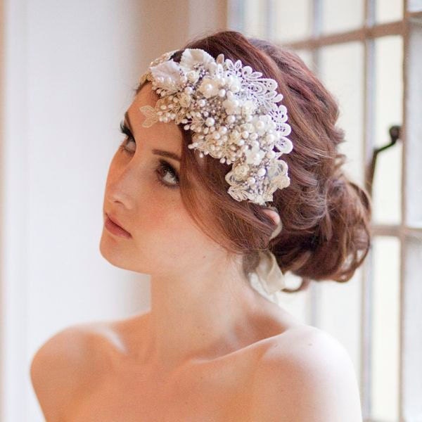 Vintage Milliner's Sparkle Headdress Crystal and Pearl Bridal Cap
