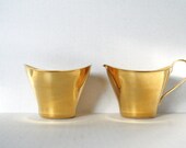 Mid Century Cosmos of Japan Hollow Ware Creamer and Sugar Set
