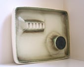 Vintage Roseville Pottery Hyde Park Line Large Ashtray Monogrammed H
