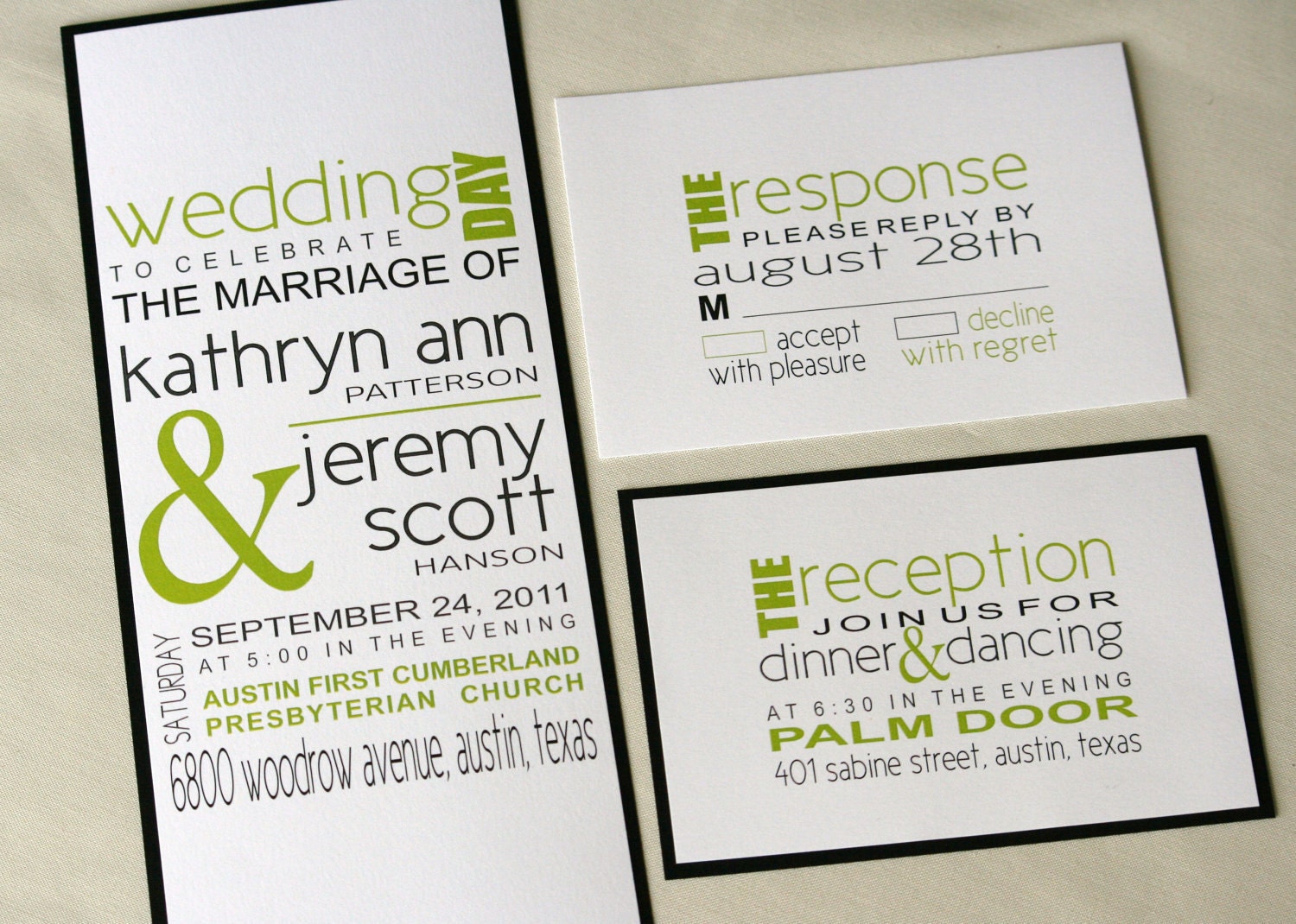 Modern Block Unique Custom Wedding Layered Invitation Suite