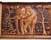 African Elephant Hammered Copper Wall Art