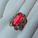 Beautiful 1960's Brass Ring with Large Crimson Stone