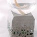 Recycled Light Bulb Oil Lamp Handmade Steampunk Lamp on Concrete and Green Glass Cube Base, Alum. top bulb 12-020