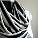 Striped Infinity scarf, in black and white jersey knit, light and cozy,EXTRA WIDE.