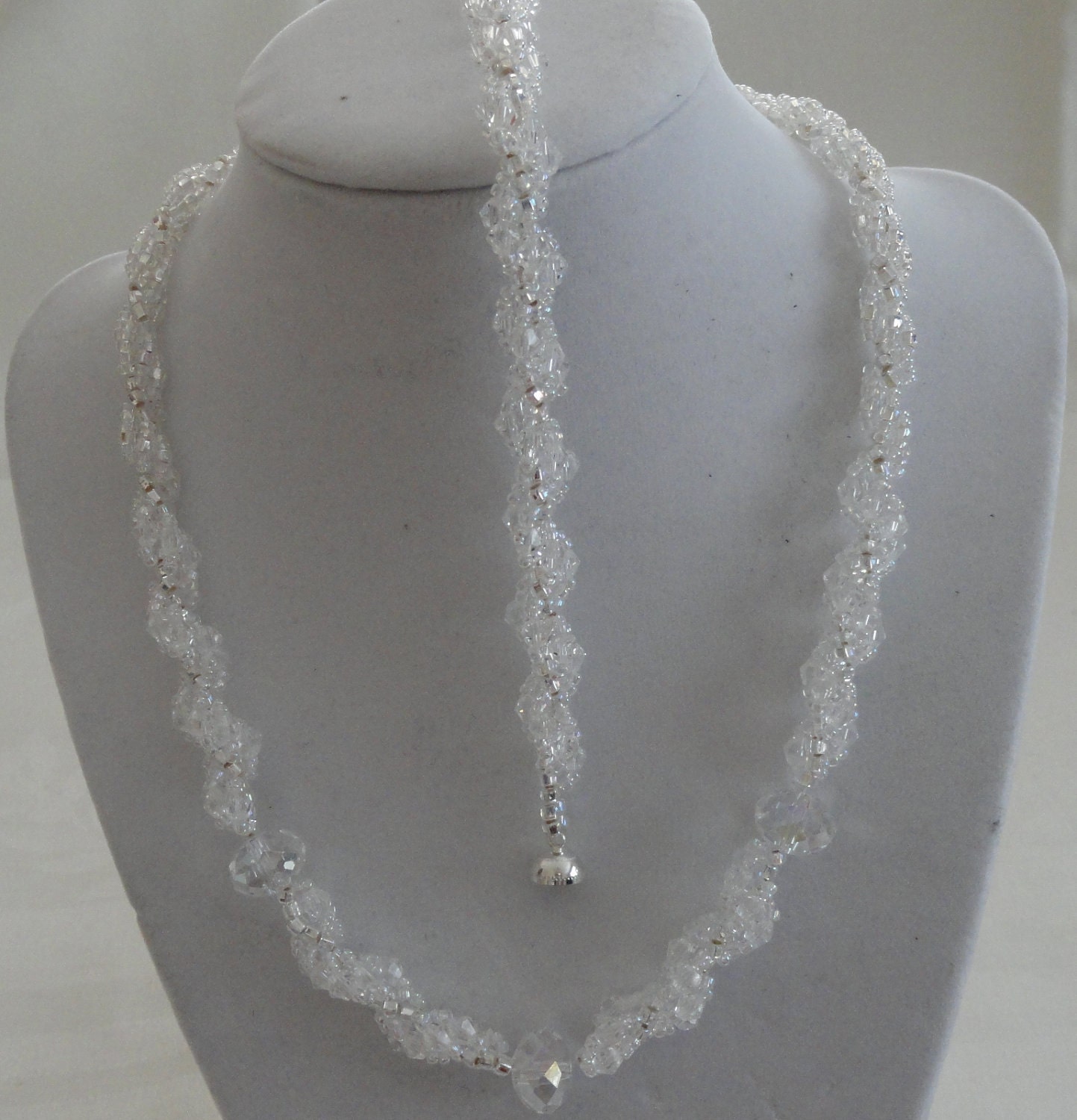 Stunning Swarovski Crystal Spiral Necklace and Bracelet Set