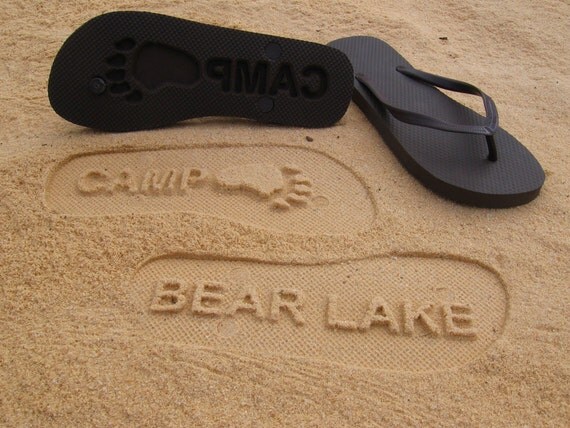 Custom Sand Imprint Flip Flops. Design Yours. No Minimum Order Quantity :)