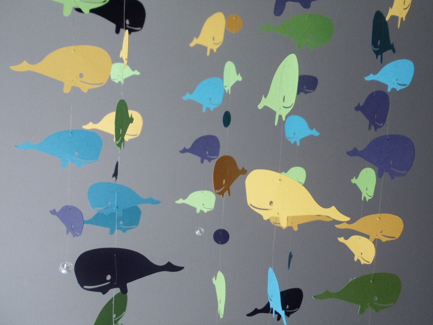 Whale Mobile - Blue, Yellow, Navy and Green