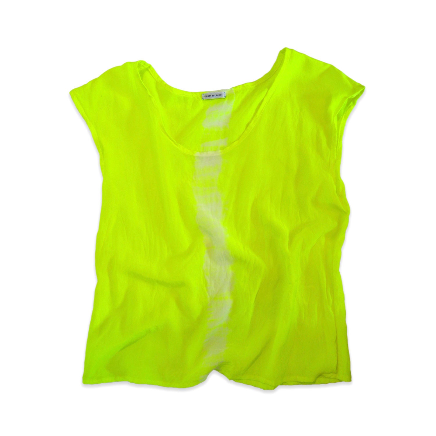 Shibori tie-dyed silk blouse in neon yellow