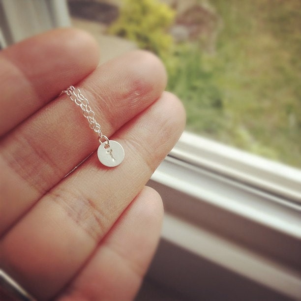 Tiny 925 Sterling Silver Initial Necklace - Hand Stamped - All 925 Sterling Silver -  Tiny Initial Necklace