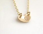 Tiny 14K Gold Filled Initial Heart Necklace - Unblackened Initial Necklace -  Hand Stamped Custom - Personalization