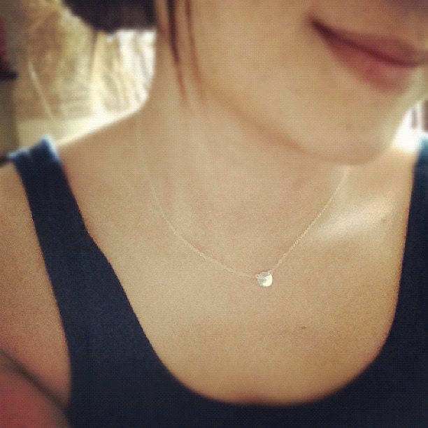 Dainty  9K Gold Disc  Initial Necklace - Everyday Jewelry - Personalization Gift