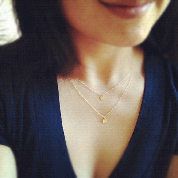 Two Tiny Initials layered Necklace - Personalized Layer Necklace - All 14k Gold Filled