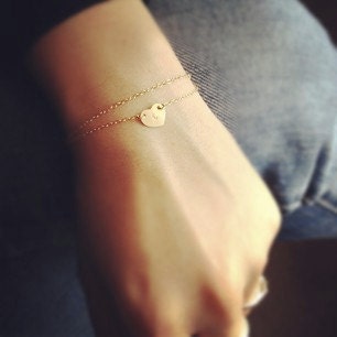 Medium Heart Bracelet - Heart Initial Layered Bracelet - All 14k Gold Filled - Personalization Gift