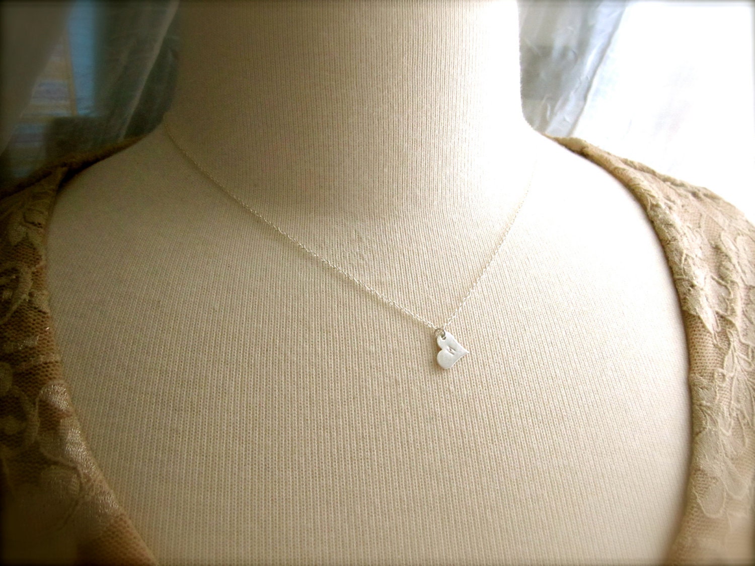 Graduation Gift - Sterling Silver Petite Heart Initial Necklace  - All Sterling Silver - Personalized Gift, Everyday Jewelry
