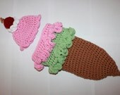 Crochet PATTERN - Ice Cream Cone Cocoon and Hat - Newborn Photography Prop - Sell What You Make