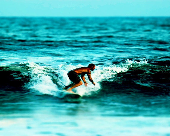 Surf Art Print - Beach Surfer Aqua Retro Vintage Beach House Decor Wall Art Ocean Photograph