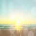 Beach Sunset Bokeh Art Print - Aqua Yellow Soft Beach House Wall Art Home Decor Photograph