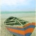 Boat Blue Orange Beach Art Print - Aqua Ocean Beach House Home Decor Wall Art Nautical Photograph