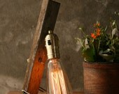 Lamp Industrial Light Wood Lamp Industrial Lighting Cool Gifts for Men Edison Bulb Lamp - Weathered Wood and Filament Bulb Luke Lamp Co