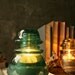 Glass Lamp Industrial Light Wedding Lighting Rustic Decor Bedside Lamp - Vintage Teal or Clear Glass Telegraph Insulator Steampunk Lamp