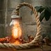 Mason Jar Lighting Rustic Wedding Decor Glass Lighting Shabby Chic Lighting Night Light or Desk Lamp - Vintage Industrial Rope Design