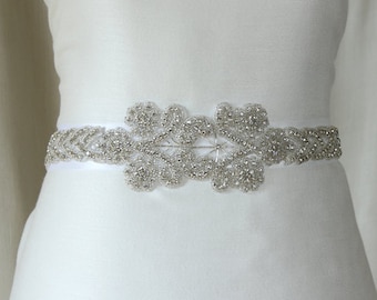 Bridal accessories, wedding beaded bridal sash, rhinestone sash, wedding belt