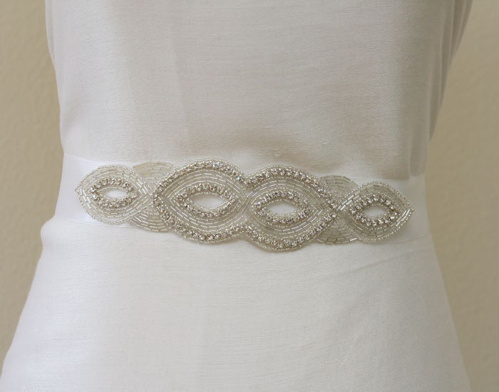 Wedding sash, Crystal bridal sash, bridal accessories, beaded satin tie back sash, bridesmaid sashes