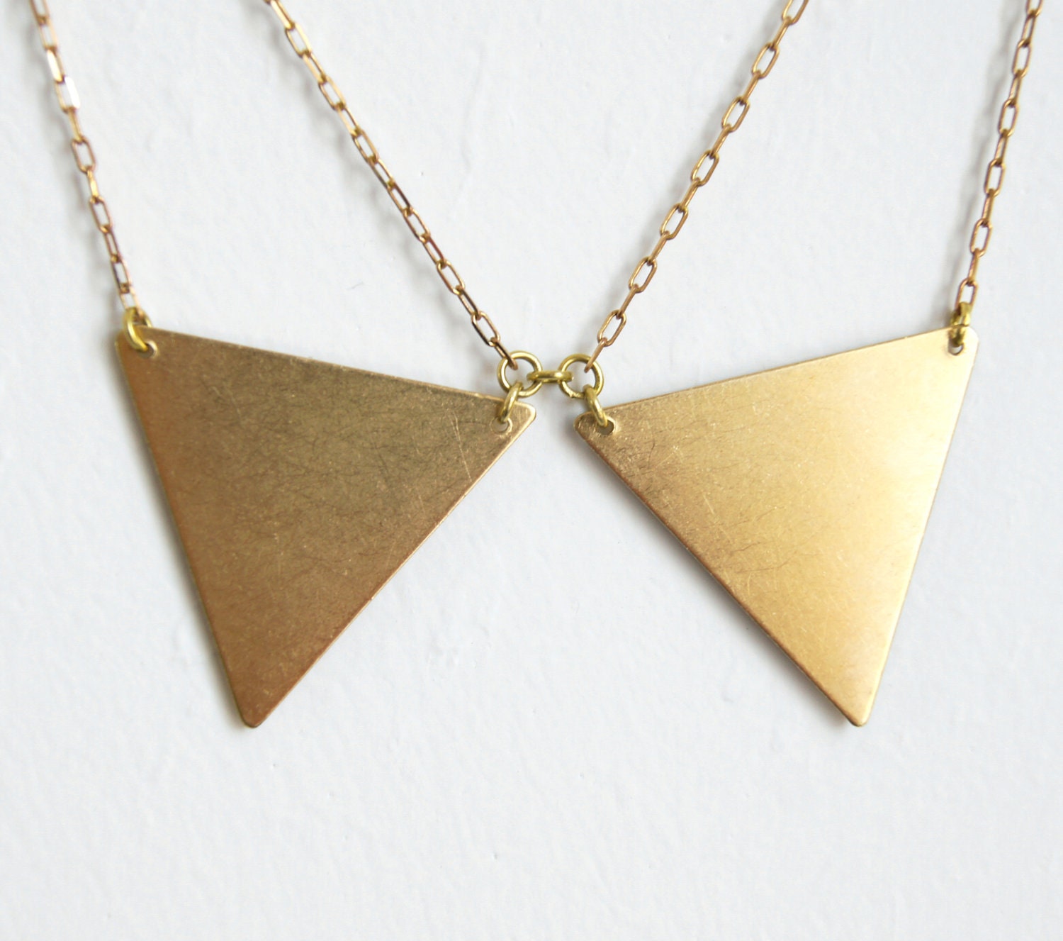 Gold Brass Large Triangle Point Peter Pan Collar Necklace Geometric