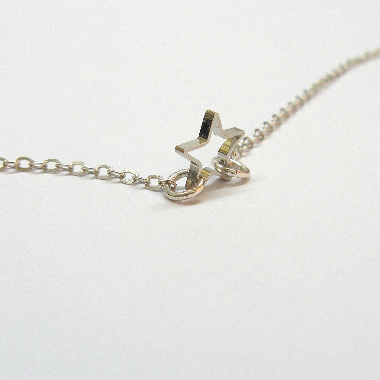 Tiny Star - Simple Silver Plated Die Cut Star Slim Chain Necklace