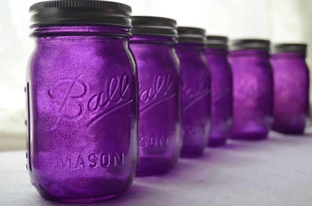 purple Mason Jars?? Must. Have. Purple mason jars, Staining mason jars, Purple decor