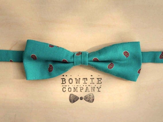 Turquoise Paisley Bowtie