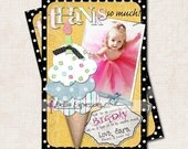 Ice Cream Birthday Party Thank You, pink orange green, you-print, (DIGITAL FILE)