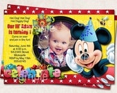 Mickey Mouse Printable Birthday Invitations, yellow, red, black, blue, Digital File, you print