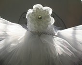 NEWBORN  WHITE Tutu Dress Beautiful White Tutu Dress Newborn Pictures Christening Shower Gift