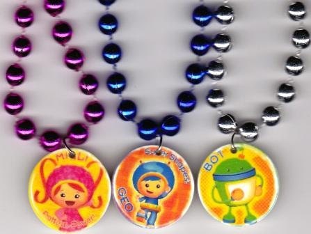 Team Umizoomi Inspired Birthday Party Favor Necklaces- Set of 6-  Pick Same or Mix Images