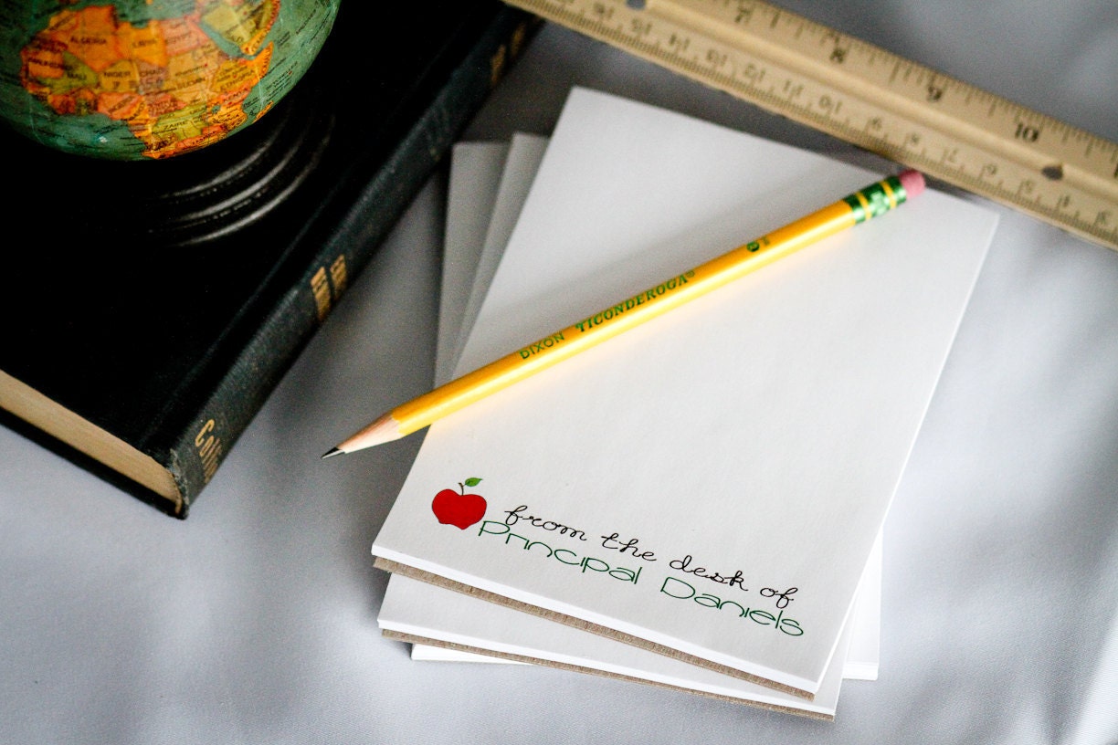 Personalized Teacher Notepads - Set of 4- From the Desk of   - Teacher Gifts